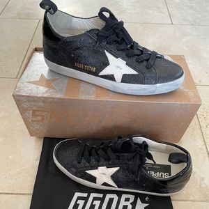 Golden Goose Superstars in Black Metallic